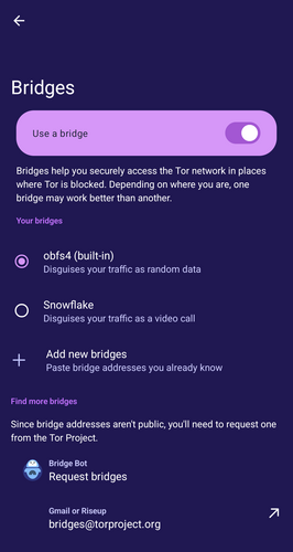 Configuring Tor VPN to use bridges